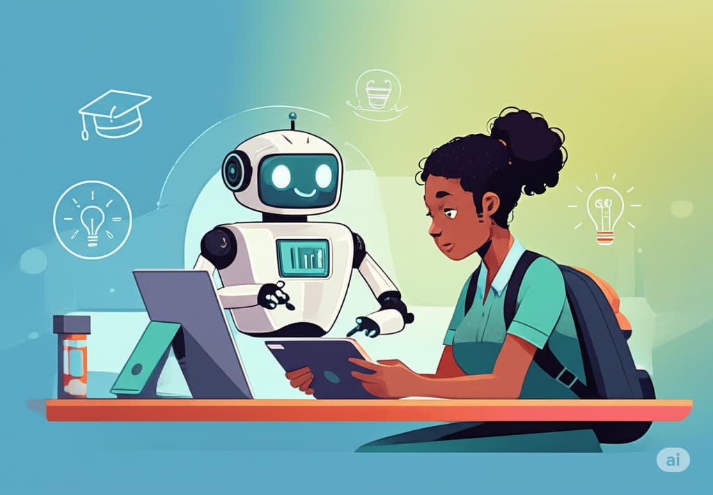 Student engaging with AI learning interface